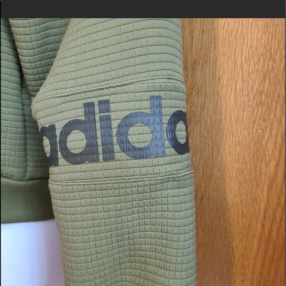 Adidas Trefoil Olive Green Waffle Knit Jacket XS - Picture 6 of 7